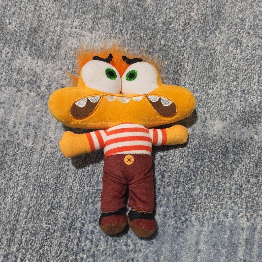 Plush Monster Toy with Orange and Brown Stripes 10"